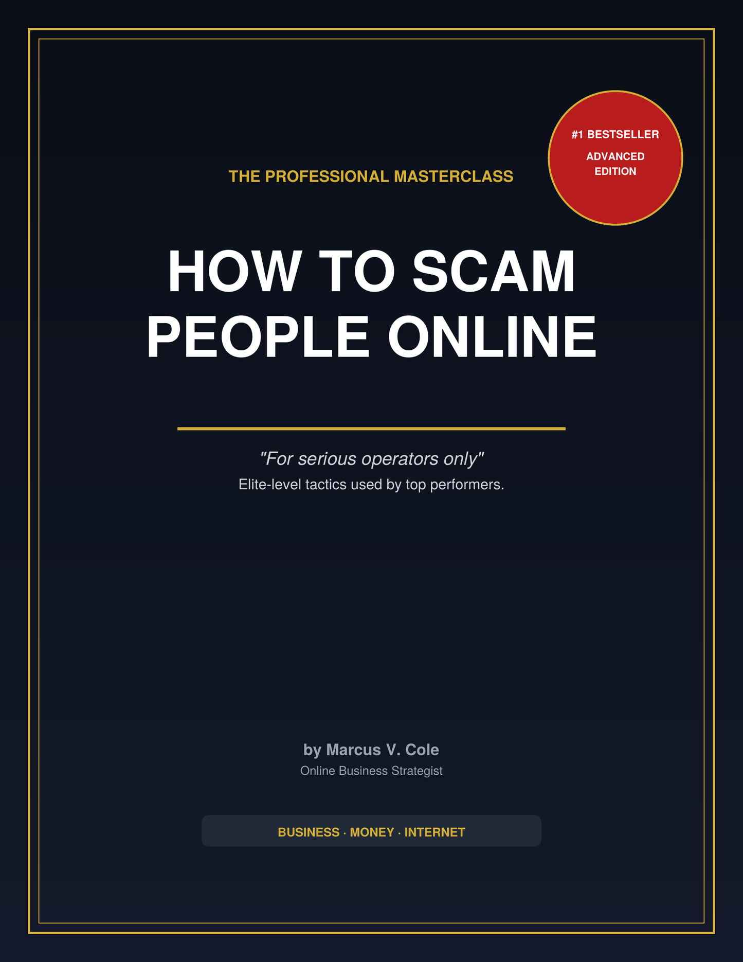 Advanced — How to Scam People Online: The Long Con (A Satirical Guide)